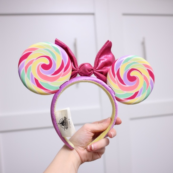 Minnie Ears Candy Lollipop Swirl Bow Girly Walt Disney World Ears - Picture 4 of 4